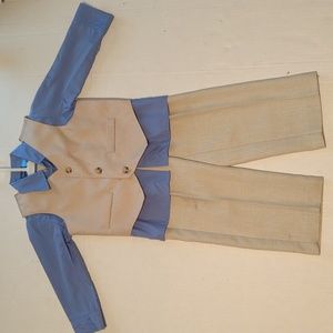 Toddler 3 Piece Suit Vest Beige Blue 3T Easter Outfit